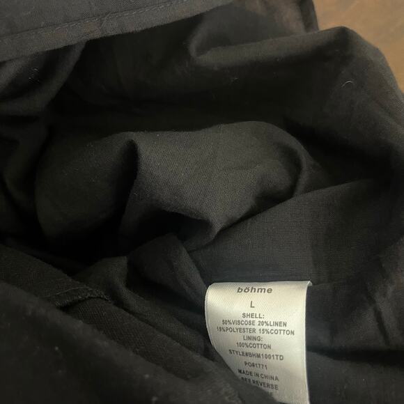 Bohme Black Short Sleeve Cinched Waist Mid Dress Size Large - Picture 9 of 10